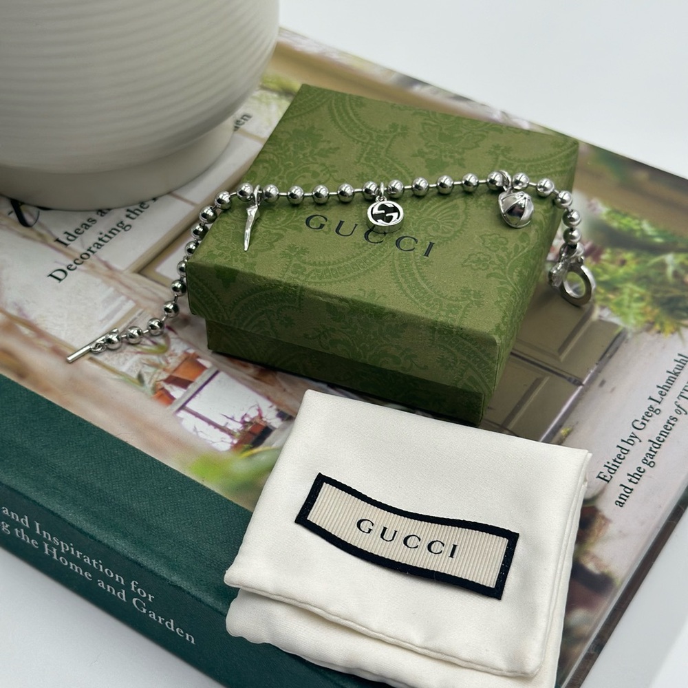 GUCCI Sterling Silver Boule Five Charms Bracelet